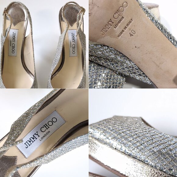 JIMMY CHOO 40 'Nova' Champagne Slingback 100mm Heels Womens Size 9 - Picture 10 of 10